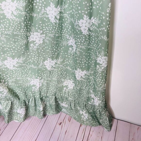 Light Green Cream Floral Tiered Maxi Dress - Picture 4 of 11